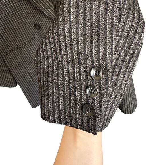 Vintage 90s Pendleton 100% Virgin Wool Pinstripe Blazer Black - Picture 8 of 12